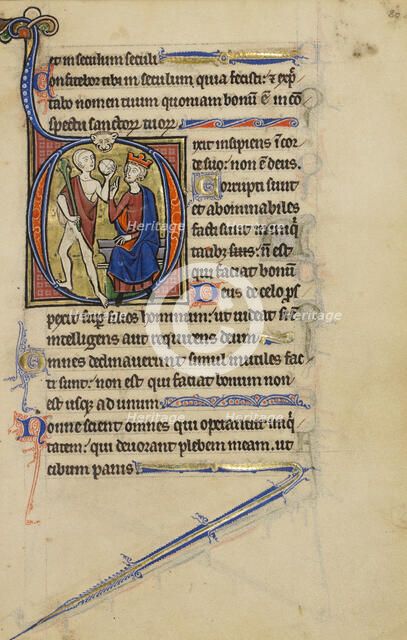 Initial D: David and the Fool; Wenceslaus Psalter, about 1250-1260. Creator: Unknown.