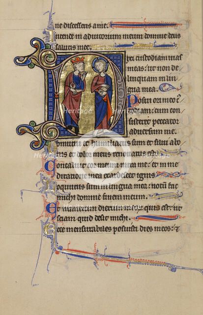 Initial D: David and Christ; Wenceslaus Psalter, about 1250-1260. Creator: Unknown.