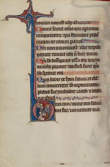 Initial D: David Cutting Saul's Tunic; Bute Psalter, text and illumination about 1285. Creator: Bute Master
