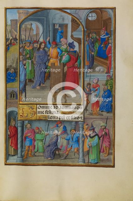 Initial D: David Confronting a Man Throwing a Stone at Him; Bute Psalter, about 1285. Creator: Bute Master.
