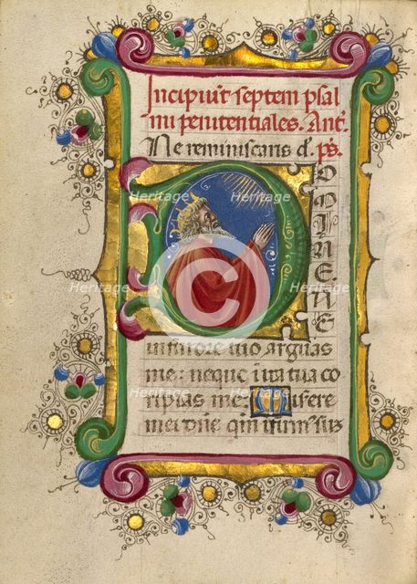 Initial D: David in Prayer, about 1469. Creator: Taddeo Crivelli.
