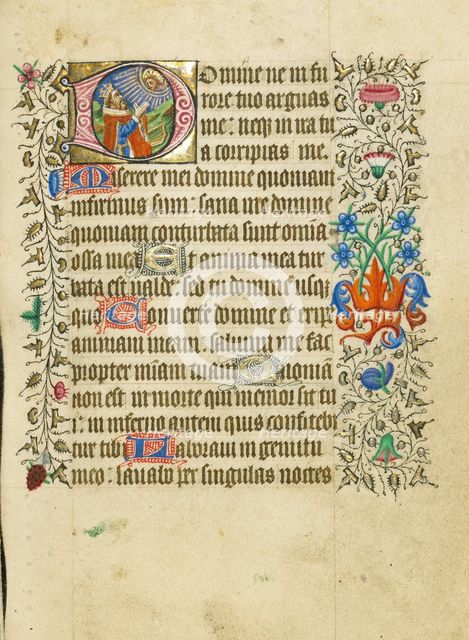 Initial D: David in Prayer; Book of Hours, about 1430-1440. Creator: Fastolf Master.