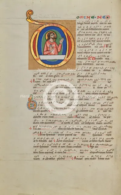Initial D: David in Prayer; Stammheim Missal, probably 1170s. Creator: Unknown.