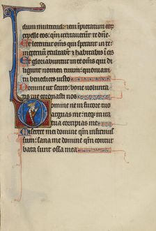Initial D: David Kneeling in Prayer; Bute Psalter, text and illumination about 1285. Creator: Bute Master