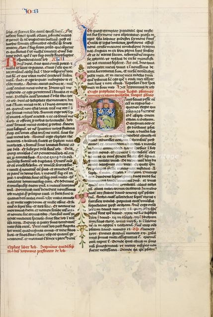 Initial D: David Playing the Harp; Bible, about 1450. Creator: Circle of Stefan Lochner.