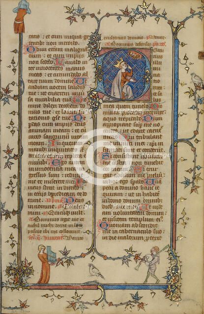 Initial D: David Pointing to his Eye; Breviary, about 1320-1325. Creator: Unknown.