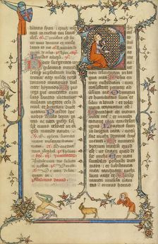 Initial D: David Pointing to his Mouth; Breviary, about 1320-1325. Creator: Unknown