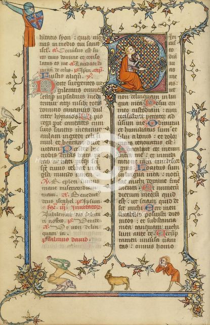 Initial D: David Pointing to his Mouth; Breviary, about 1320-1325. Creator: Unknown.