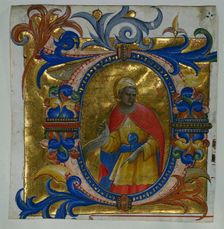 Initial D[eus in loco] with a Prophet Excised from a Gradual, 1409-10. Creator: Lorenzo Monaco (Italian, c. 1370-1425)