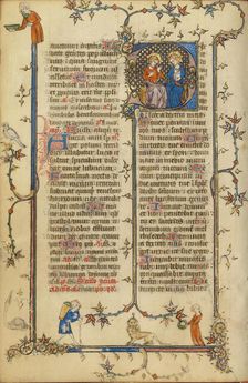 Initial D: God the Father and Christ; Breviary, about 1320-1325. Creator: Unknown