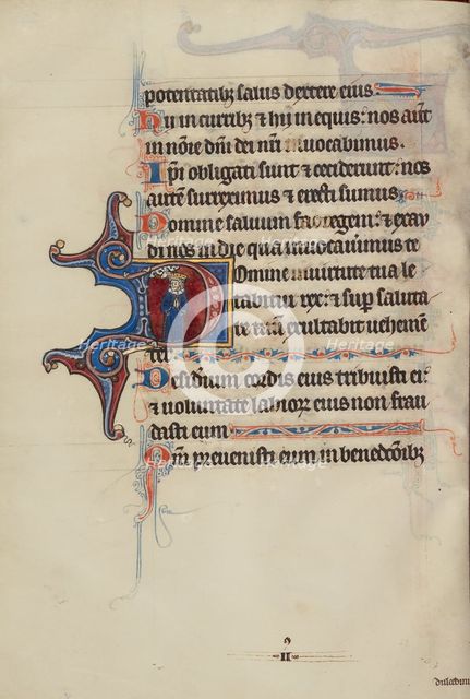 Initial D: God Crowning David; Bute Psalter, text and illumination about 1285. Creator: Bute Master.