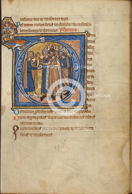 Initial D: Judas Receiving the Thirty Pieces of Silver; Psalter, mid-1200s. Creator: Unknown.