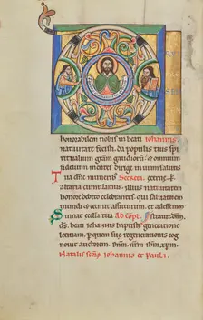 Initial D: John the Baptist; Stammheim Missal, probably 1170s. Creator: Unknown