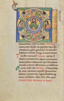 Initial D: John the Baptist; Stammheim Missal, probably 1170s. Creator: Unknown