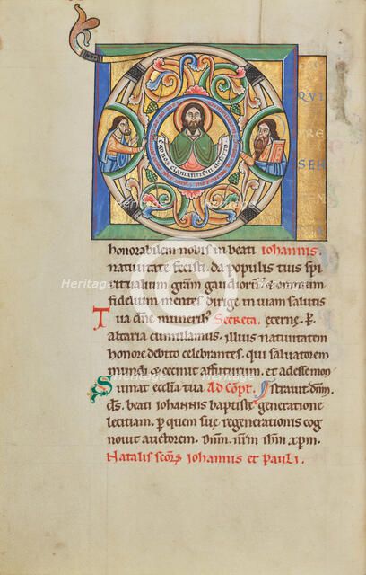 Initial D: John the Baptist; Stammheim Missal, probably 1170s. Creator: Unknown.