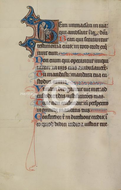 Initial D: People Worshipping a Golden Calf; Bute Psalter, text and illumination about 1285. Creator: Bute Master.