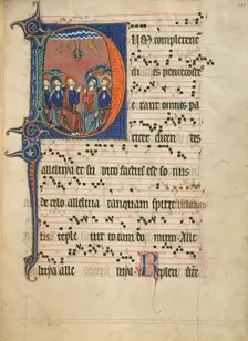 Initial D: Pentecost; Antiphonal, about 1260-1270. Creator: Unknown