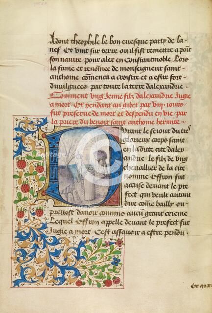 Initial D: Saint Anthony Raising a Dead Man, about 1465-1470. Creators: Master of the Brussels Romuléon, Workshop of the Master of the Brussels Romuléon.