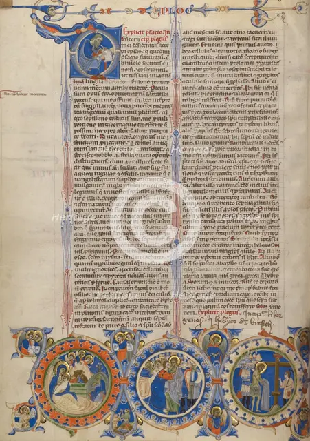 Initial D: Saint Jerome with Scenes of the Life of Christ; Abbey Bible, about 1250-1262. Creator: Unknown.
