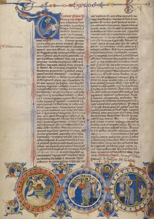 Initial D: Saint Jerome with Scenes of the Life of Christ; Abbey Bible, about 1250-1262. Creator: Unknown