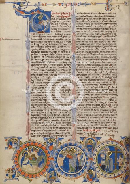 Initial D: Saint Jerome with Scenes of the Life of Christ; Abbey Bible, about 1250-1262. Creator: Unknown.