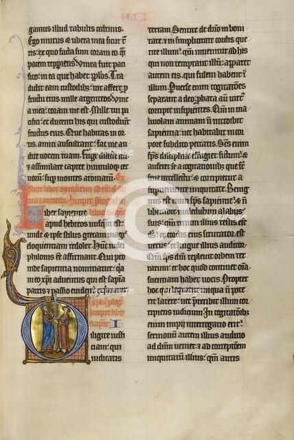 Initial D: Solomon Giving a Sword to a Young Man; Marquette Bible, about 1270. Creator: Unknown.