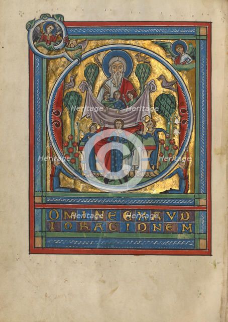 Initial D: Souls in the Bosom of Abraham; Psalter, about 1240-1250. Creator: Unknown.