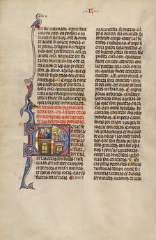Initial D: Two Men on their Balcony Speaking to their Neighbour; Vidal Mayor, about 1290-1310. Creator: Unknown