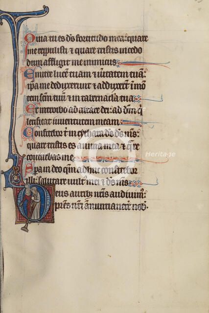 Initial D: Two People; Bute Psalter, text and illumination about 1285. Creator: Bute Master.
