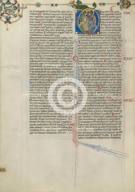 Initial D: The Trinity; Abbey Bible, about 1250-1262. Creator: Unknown.