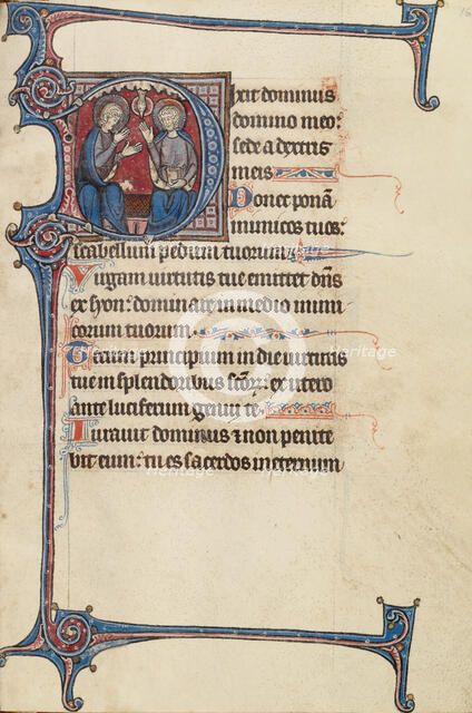 Initial D: The Trinity; Bute Psalter, text and illumination about 1285. Creator: Bute Master.