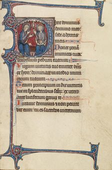 Initial D: The Trinity; Bute Psalter, text and illumination about 1285. Creator: Bute Master