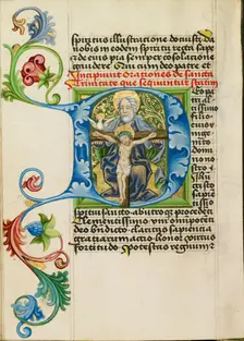 Initial D: The Trinity; Prayer Book, about 1470-1480. Creator: Workshop of Valentine Noh