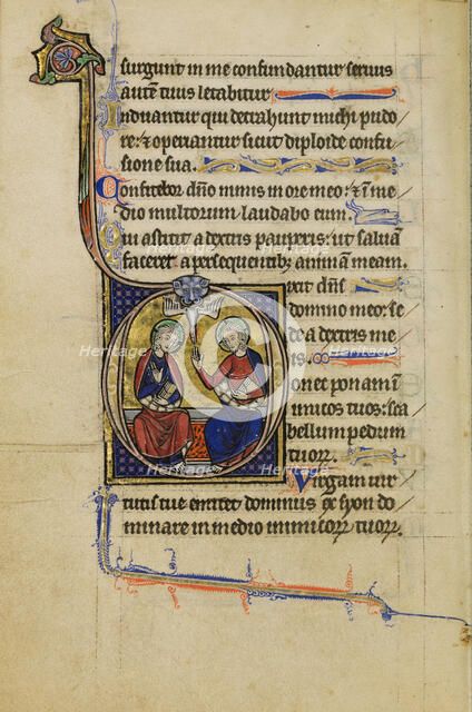 Initial D: The Trinity; Wenceslaus Psalter, about 1250-1260. Creator: Unknown.