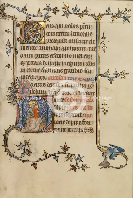 Initial D: The Virgin and Child; Bute Psalter, text and illumination about 1330. Creator: Atelier of the Passion Master.