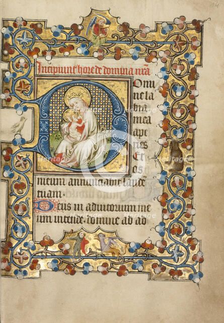 Initial D: The Virgin and Child; Book of Hours, about 1405-1410. Creator: Masters of Dirc van Delf.
