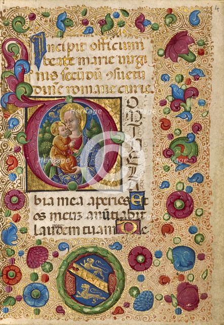 Initial D: The Virgin and Child; Gualenghi-d'Este Hours, about 1469. Creator: Guglielmo Giraldi.