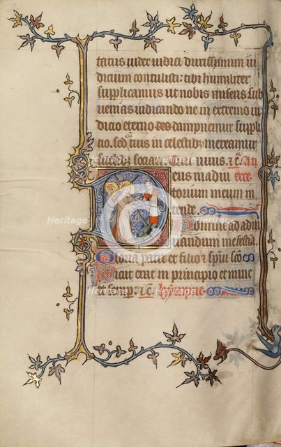 Initial D: The Way to Calvary; Bute Psalter, text and illumination about 1330. Creator: Atelier of the Passion Master.