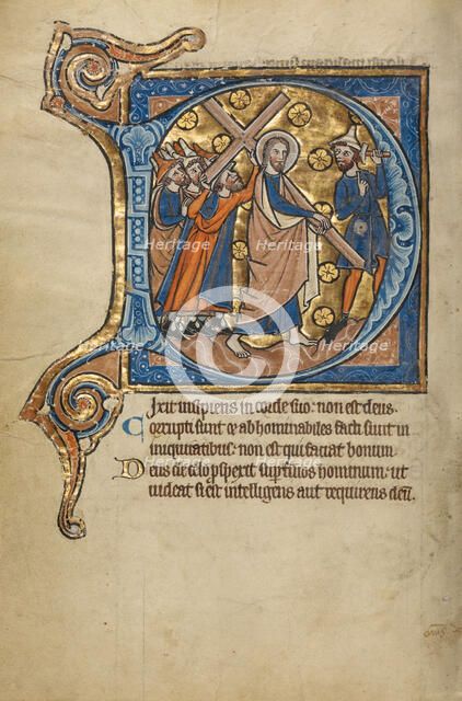 Initial D: The Way to Calvary; Psalter, mid-1200s. Creator: Unknown.