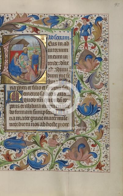 Initial D: The Adoration of the Magi; Book of Hours, about 1450-1455. Creator: Master of the Lee Hours.