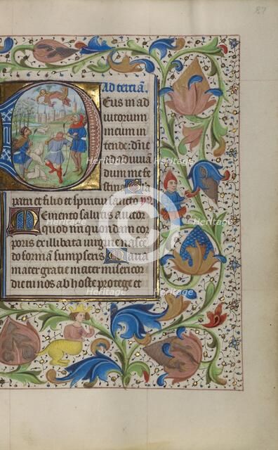 Initial D: The Annunciation to the Shepherds; Book of Hours, about 1450-1455. Creator: Master of the Lee Hours.