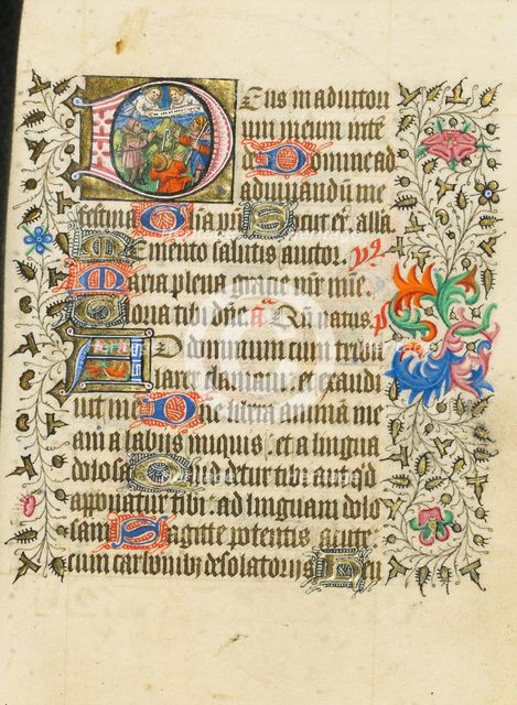Initial D: The Annunciation to the Shepherds; Book of Hours, about 1430-1440. Creator: Fastolf Master.