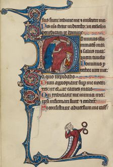 Initial D: The Anointing of David; Bute Psalter, text and illumination about 1285. Creator: Bute Master