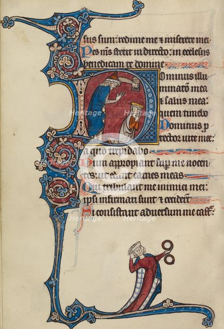Initial D: The Anointing of David; Bute Psalter, text and illumination about 1285. Creator: Bute Master.