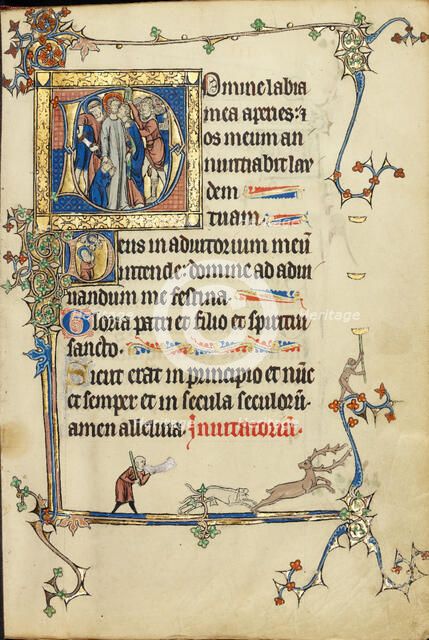 Initial D: The Betrayal of Christ; Initial D: Christ in the Clouds and Nuns in Prayer, about 1300. Creator: Unknown.
