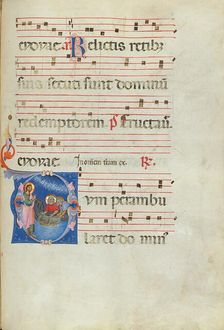 Initial D: The Calling of Saints Peter and Andrew; Antiphonal, late 13th century. Creator: Unknown