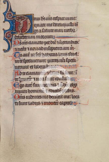 Initial D: The Crucifixion; Bute Psalter, text and illumination about 1285. Creator: Bute Master.