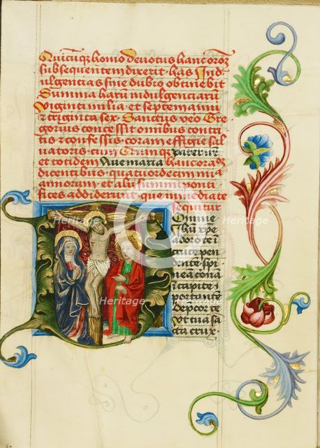 Initial D: The Crucifixion; Prayer Book, about 1470-1480. Creator: Workshop of Valentine Noh.