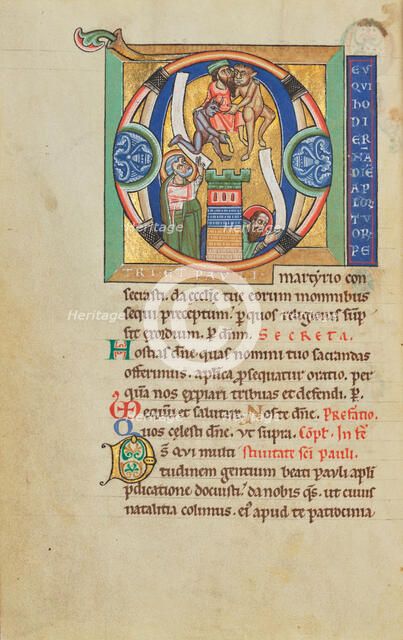 Initial D: The Fall of Simon Magus; Stammheim Missal, probably 1170s. Creator: Unknown.