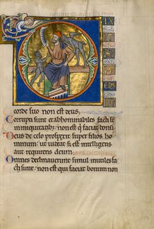 Initial D: The Fool with Two Demons; Psalter, after 1205. Creator: Master of Ingeborg Psalter